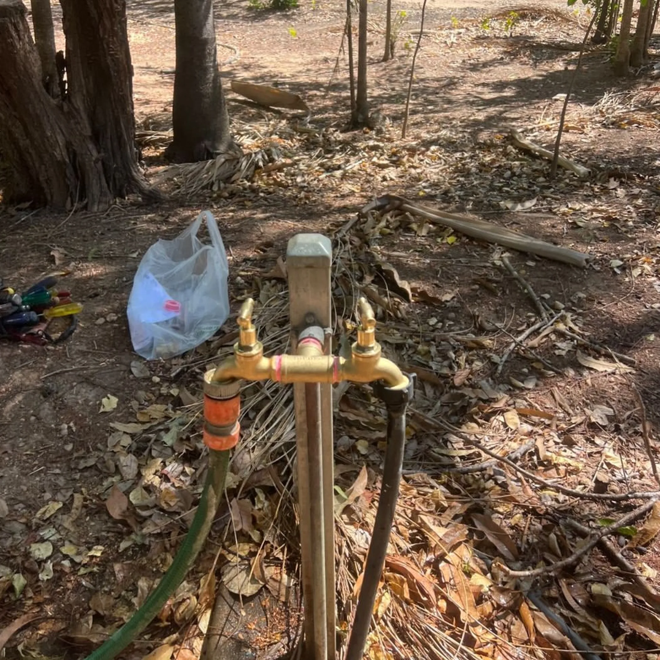 severe plumbing leak and exposed tap connection