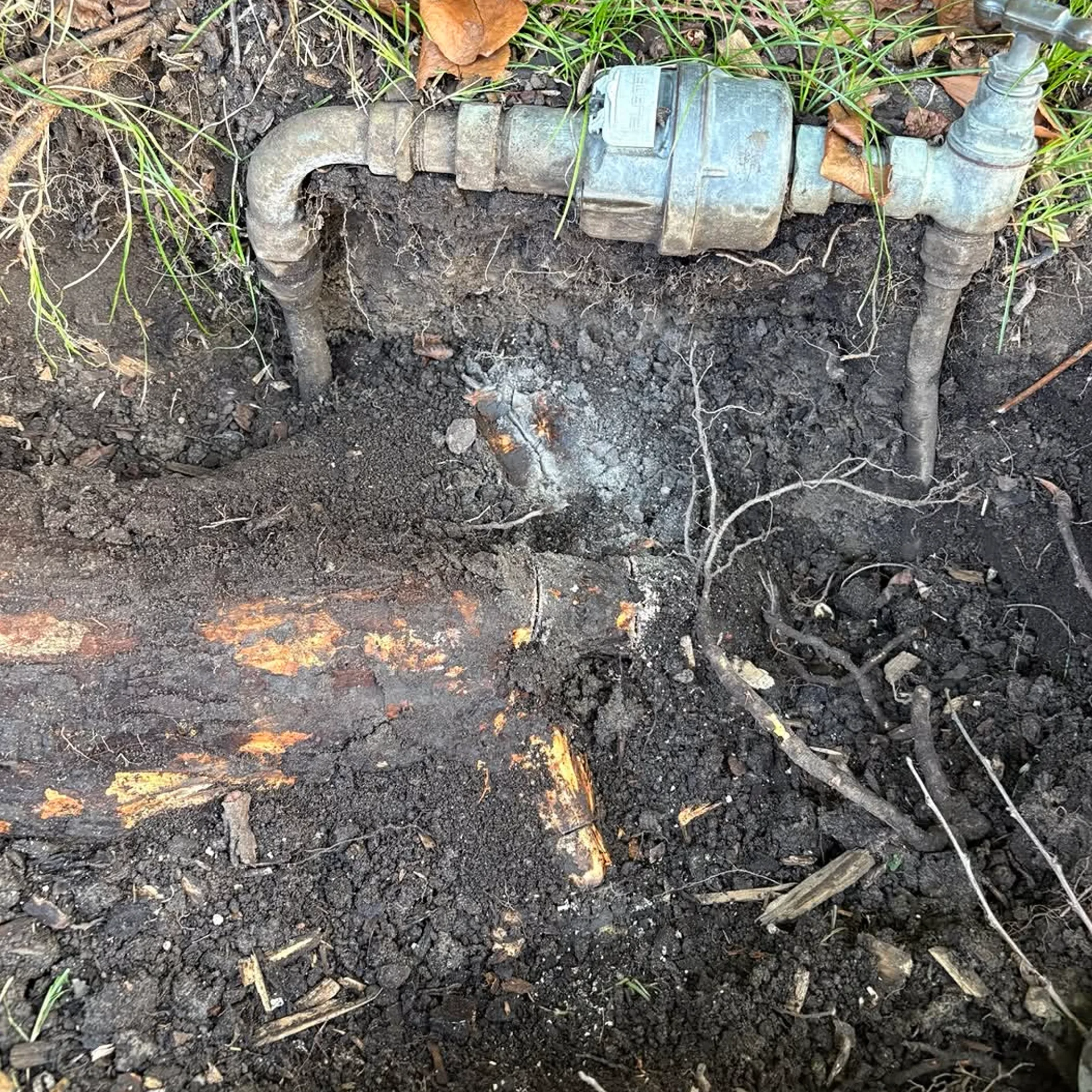 damaged underground plumbing pipes