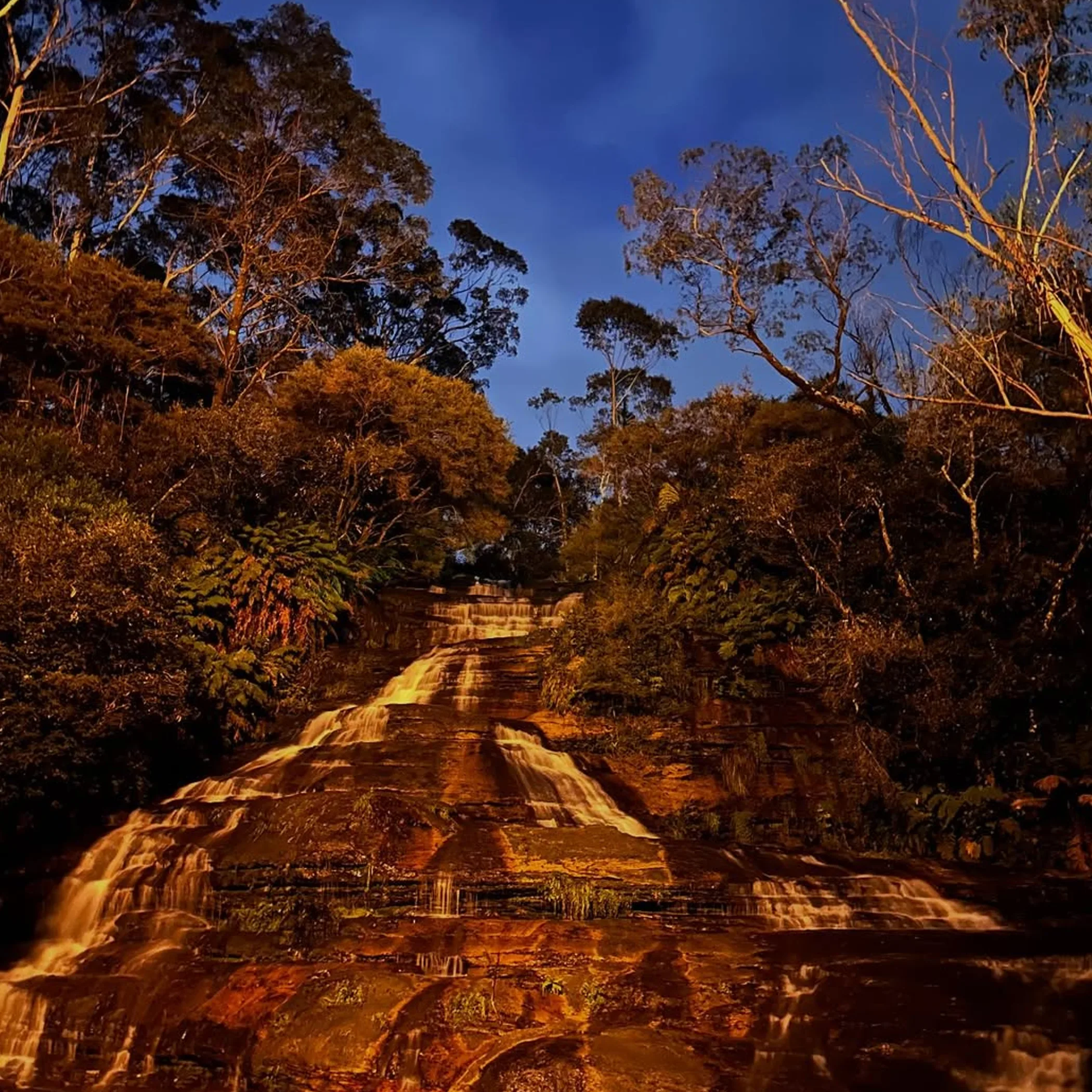 waterfall in forested hiking environment